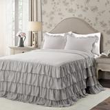 Allison Ruffle Skirt Bedspread Light Gray 3Pc Set Full - Lush Decor 16T004384