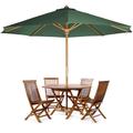 6-Piece Octagon Folding Table Set & Umbrella, Green - All Things Cedar TT6P-O-G