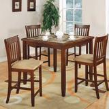 Winston Porter Abrienda 5 Piece Counter Height Dining Set Wood/Upholstered in Brown/Red | Wayfair DF4998F07B5047F6BB2C09BAD3FD6143