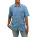 Indigo Stripes,'Men's Batik Linen and Cotton Blend Shirt in French Blue'