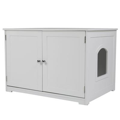 Zoovilla White Kitty Litter Loo Bench, 29.5" L X 20.8" W X 20" H
