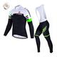 X-TIGER Winter Thermal Fleece Cycling Sportswear Long Sleeves Zipper Cycling Jerseys with 5D Padded Gel Bib Pants Set (Green Thermal Fleece Bib Set, Size XXL=EU XL)