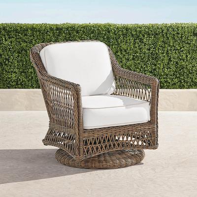 Hampton Swivel Lounge Chair in Driftwood Wicker - Standard, Dune - Frontgate