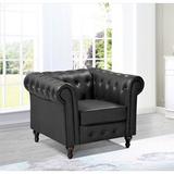 Chesterfield Chair - Alcott Hill® Sheilds 39.76" Wide Tufted Chesterfield Chair Wood in Black | 30.3 H x 39.76 W x 33.5 D in | Wayfair