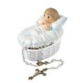 Precious Moments Baptized in His Name Resin Box w/ Rosary Resin in Blue/Brown/White | 2.76 H x 2.76 W x 3.74 D in | Wayfair 153407