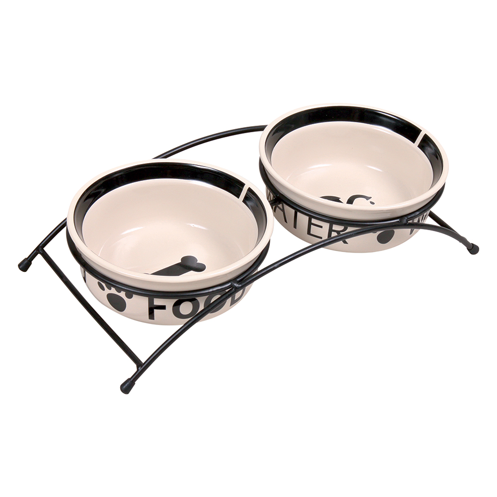 Trixie Eat on Feet Ceramic Dog Bowl Set with Stand - 2x0.6l