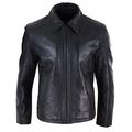 Infinity Mens Real Leather Jacket Black Tan Zipped Driving Classic Smart Casual Soft Napa - Black 5XL