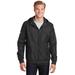 Sport-Tek JST53 Embossed Hooded Wind Jacket in Black size 3XL | Polyester