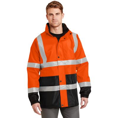 CornerStone CSJ24 ANSI 107 Class 3 Waterproof Parka Jacket in Safety Orange/Black size Small | Polyester