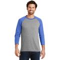 District DM136 Perfect Tri 3/4-Sleeve Raglan T-Shirt in Royal Blue Frost/Gray Frost size Large | Triblend
