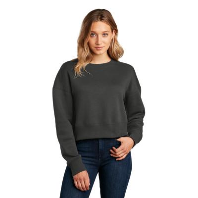 District DT1105 Women's Perfect Weight Fleece Cropped Crew in Charcoal size XL | Cotton