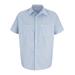 Red Kap CS20LONG Long Size, Short Sleeve Striped Industrial Work Shirt in White/Blue size 3XLL | Cotton/Polyester Blend