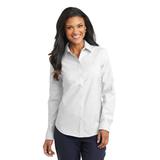 Port Authority L658 Women's SuperPro Oxford Shirt in White size Medium | Cotton/Polyester Blend