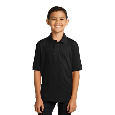 Port & Company KP55Y Youth Core Blend Jersey Knit Polo Shirt in Jet Black size Medium | Cotton/Polyester