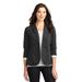 Port Authority L298 Women's Fleece Blazer Coat in Dark Charcoal Heather size Large | Cotton/Polyester Blend