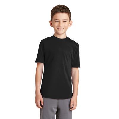 Port & Company PC381Y Youth Performance Blend Top in Jet Black size Large | Cotton/Polyester