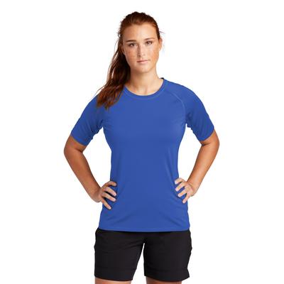 Sport-Tek LST470 Athletic Women's Rashguard Top in True Royal Blue size 3XL | Polyester Blend