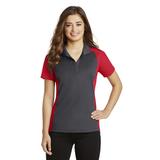 Sport-Tek LST652 Women's Colorblock Micropique Sport-Wick Polo Shirt in Iron Gray/True Red size 2XL | Polyester