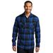 Port Authority W668 Plaid Flannel Shirt in Royal/Black size XS