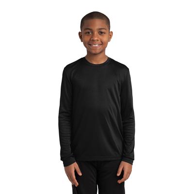 Sport-Tek YST350LS Youth Long Sleeve PosiCharge Competitor Top in Black size Small | Polyester