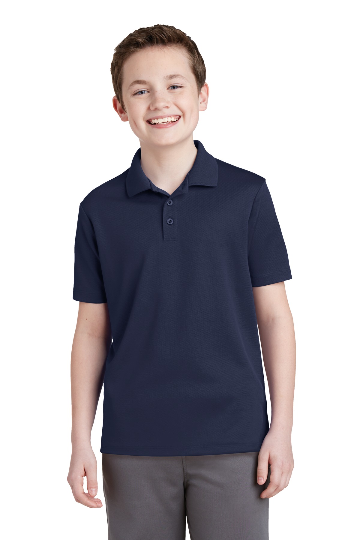 Sport-Tek YST640 Youth PosiCharge RacerMesh Polo Shirt in True Navy Blue size Large | Polyester
