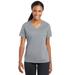 Sport-Tek LST340 Women's PosiCharge RacerMesh V-Neck Top in Silver size Large | Polyester