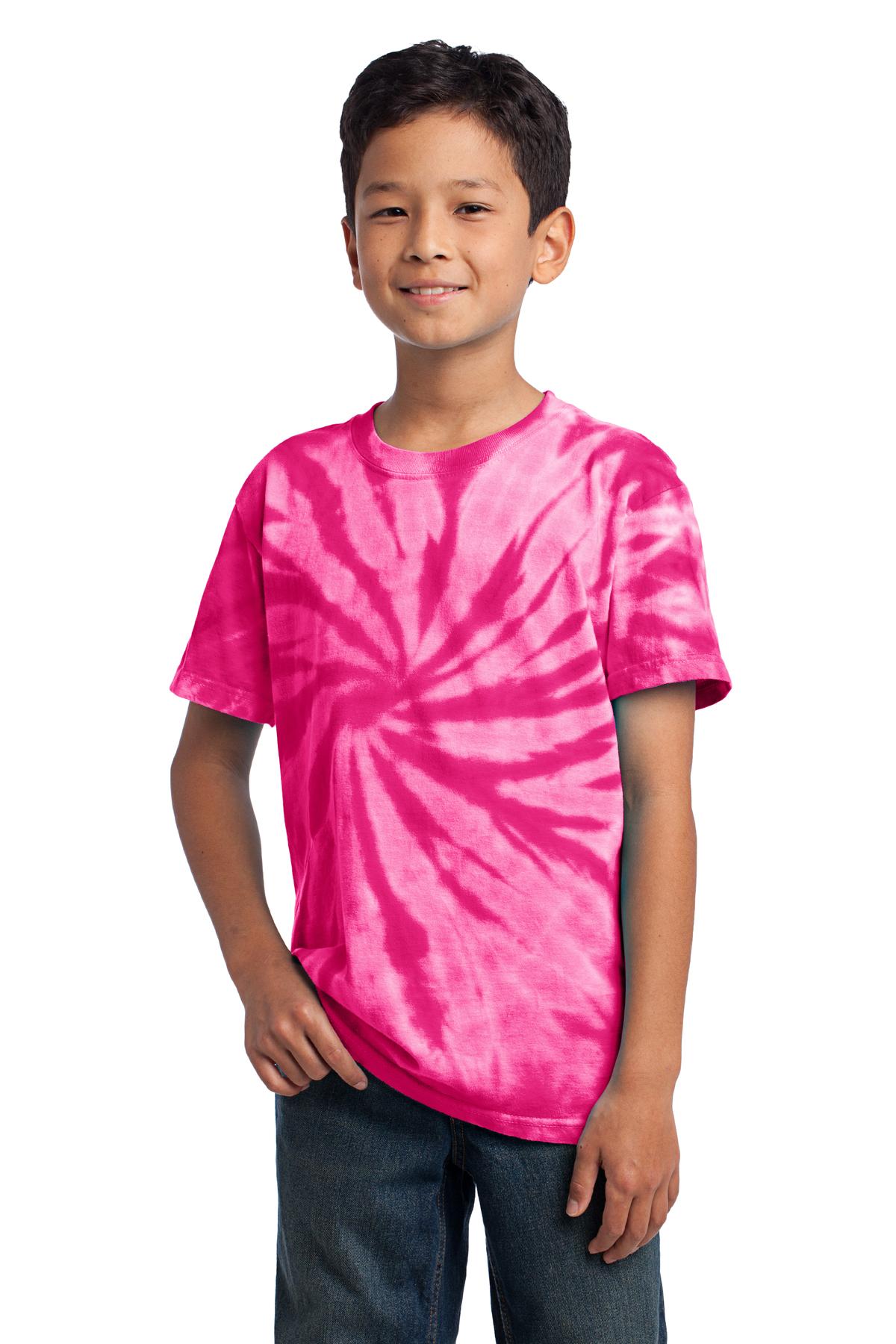 Port & Company PC147Y Youth Tie-Dye Top in Pink size Large | Cotton