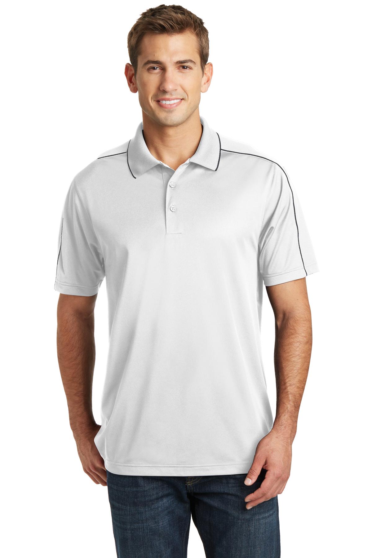Sport-Tek ST653 Micropique Sport-Wick Piped Polo Shirt in White/Iron Grey size 3XL | Polyester