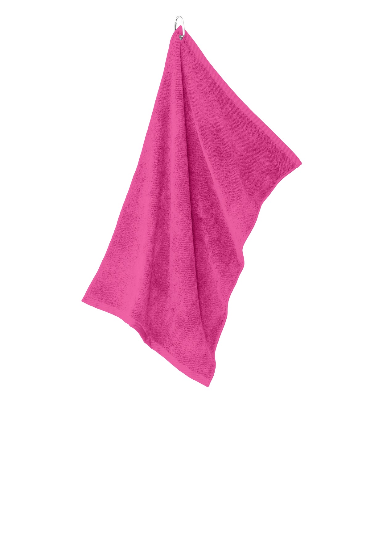 Port Authority TW530 Grommeted Microfiber Golf Towel in Pop Raspberry size OSFA | Polyester/Nylon Blend