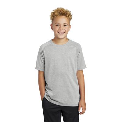 Sport-Tek YST400 Youth PosiCharge Tri-Blend Wicking Raglan Top in Light Grey Heather size XS | Triblend