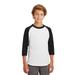 Sport-Tek YT200 Youth Colorblock Raglan Jersey T-Shirt in White/Black size Small | Cotton