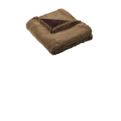 Port Authority BP45 Faux Fur Blanket in Fawn/Espresso Brown size OSFA | Polyester/Spandex Blend