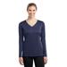 Sport-Tek LST353LS Women's Long Sleeve PosiCharge Competitor V-Neck Top in True Navy Blue size XL | Polyester