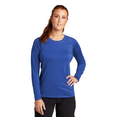 Sport-Tek LST470LS Athletic Women's Long Sleeve Rashguard Top in True Royal Blue size 2XL | Polyester/Spandex Blend