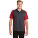 Sport-Tek ST652 Colorblock Micropique Sport-Wick Polo Shirt in Iron Gray/True Red size Medium | Polyester