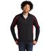 Sport-Tek ST851 Sport-Wick Stretch 1/2-Zip Colorblock Pullover T-Shirt in Black/True Red size XL | Polyester/Spandex Blend