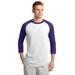 Sport-Tek T200 Colorblock Raglan Jersey T-Shirt in White/Purple size Medium | Cotton