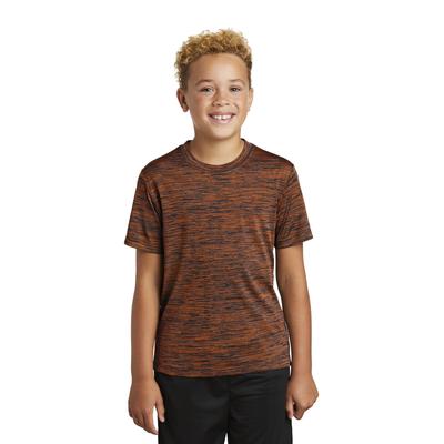 Sport-Tek YST390 Youth PosiCharge Electric Heather Top in Deep Orange-Black size XS | Polyester