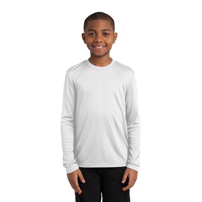 Sport-Tek YST350LS Youth Long Sleeve PosiCharge Competitor Top in White size XL | Polyester