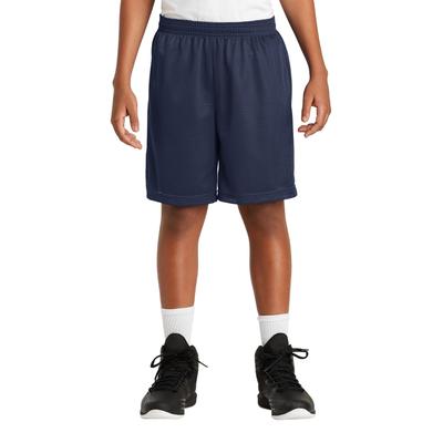 Sport-Tek YST510 Youth PosiCharge Classic Mesh Short in True Navy Blue size Large | Polyester