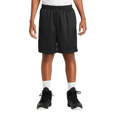 Sport-Tek YST510 Youth PosiCharge Classic Mesh Short in Black size Large | Polyester