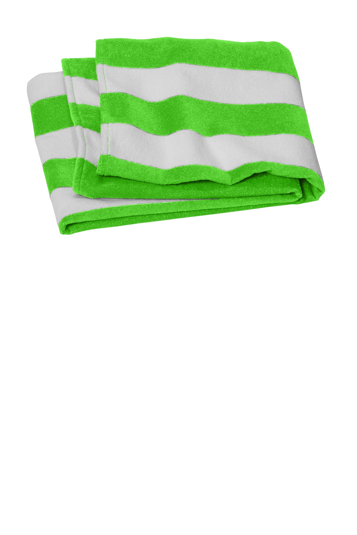 Port Authority PT45 Value Cabana Stripe Beach Towel in Bright Lime size OSFA | Cotton