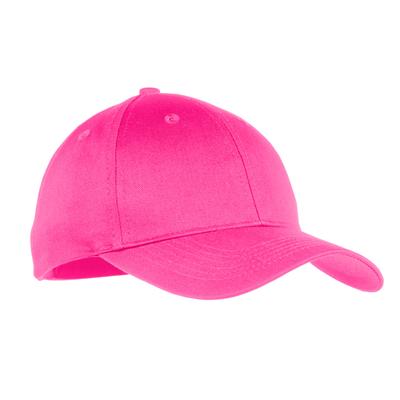 Port & Company YCP80 Youth Six-Panel Twill Cap in Neon Pink size OSFA | Cotton