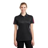 Sport-Tek LST695 Women's PosiCharge Active Textured Colorblock Polo Shirt in Black/True Red size 2XL | Polyester