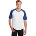 Sport-Tek T201 Short Sleeve Colorblock Raglan Jersey T-Shirt in White/Royal size Small | Cotton