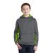 Sport-Tek YST239 Youth Sport-Wick CamoHex Fleece Colorblock Hooded Pullover T-Shirt in Dark Smoke Gray/Lime Shock size XS | Polyester