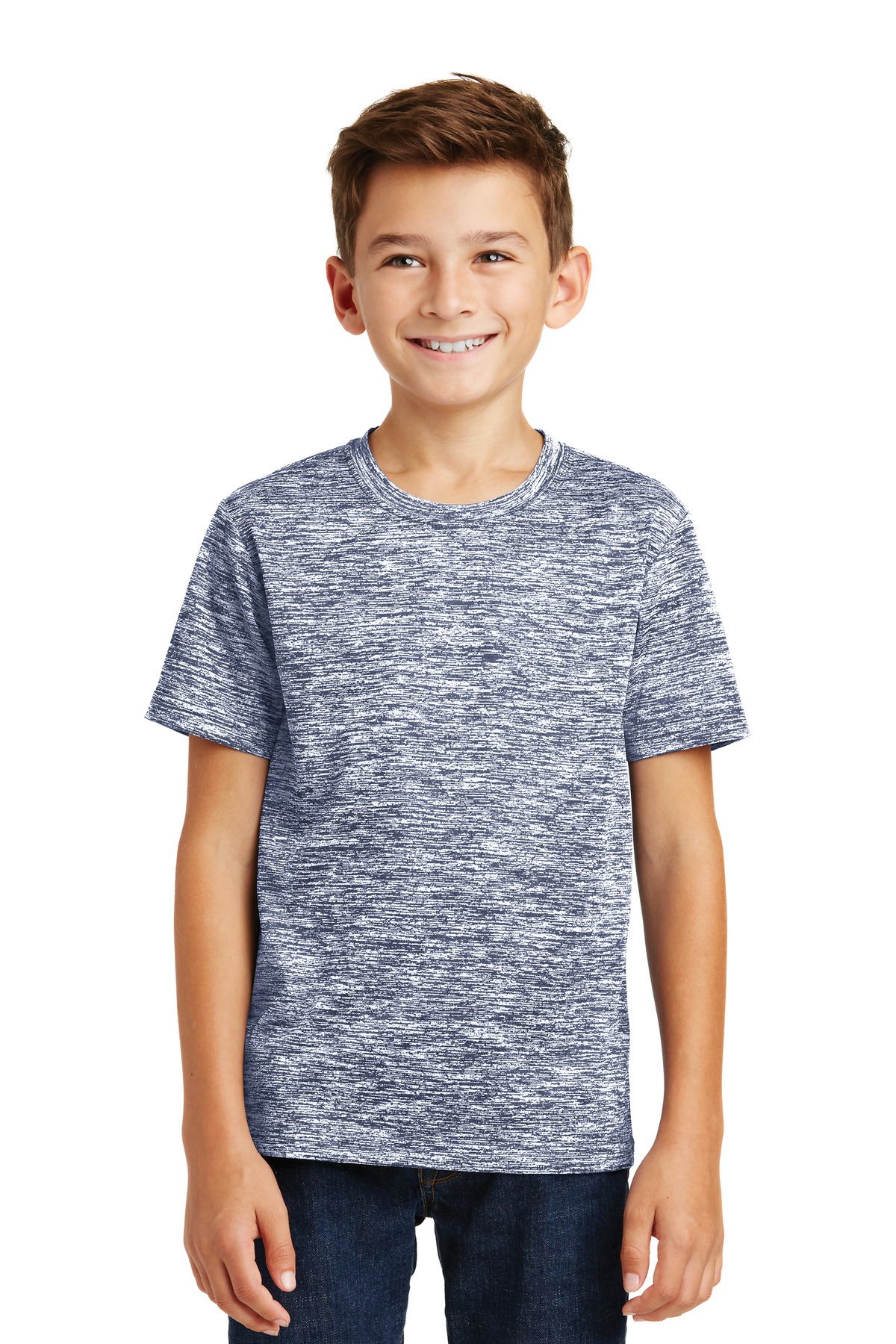 Sport-Tek YST390 Youth PosiCharge Electric Heather Top in True Navy Blue size XL | Polyester
