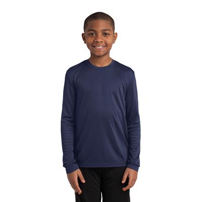 Sport-Tek YST350LS Youth Long Sleeve PosiCharge Competitor Top in True Navy Blue size Large | Polyester