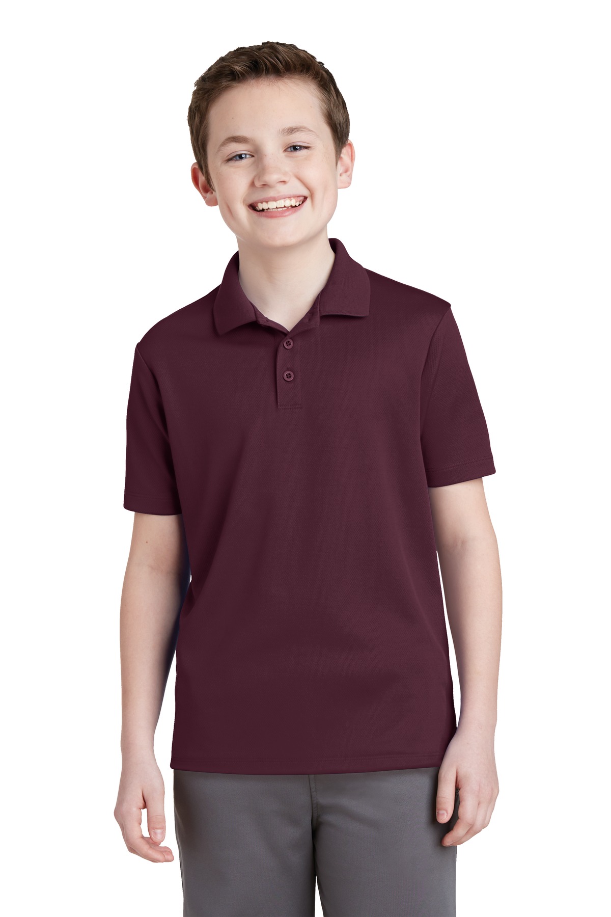 Sport-Tek YST640 Youth PosiCharge RacerMesh Polo Shirt in Maroon size XL | Polyester - Sport-Tek