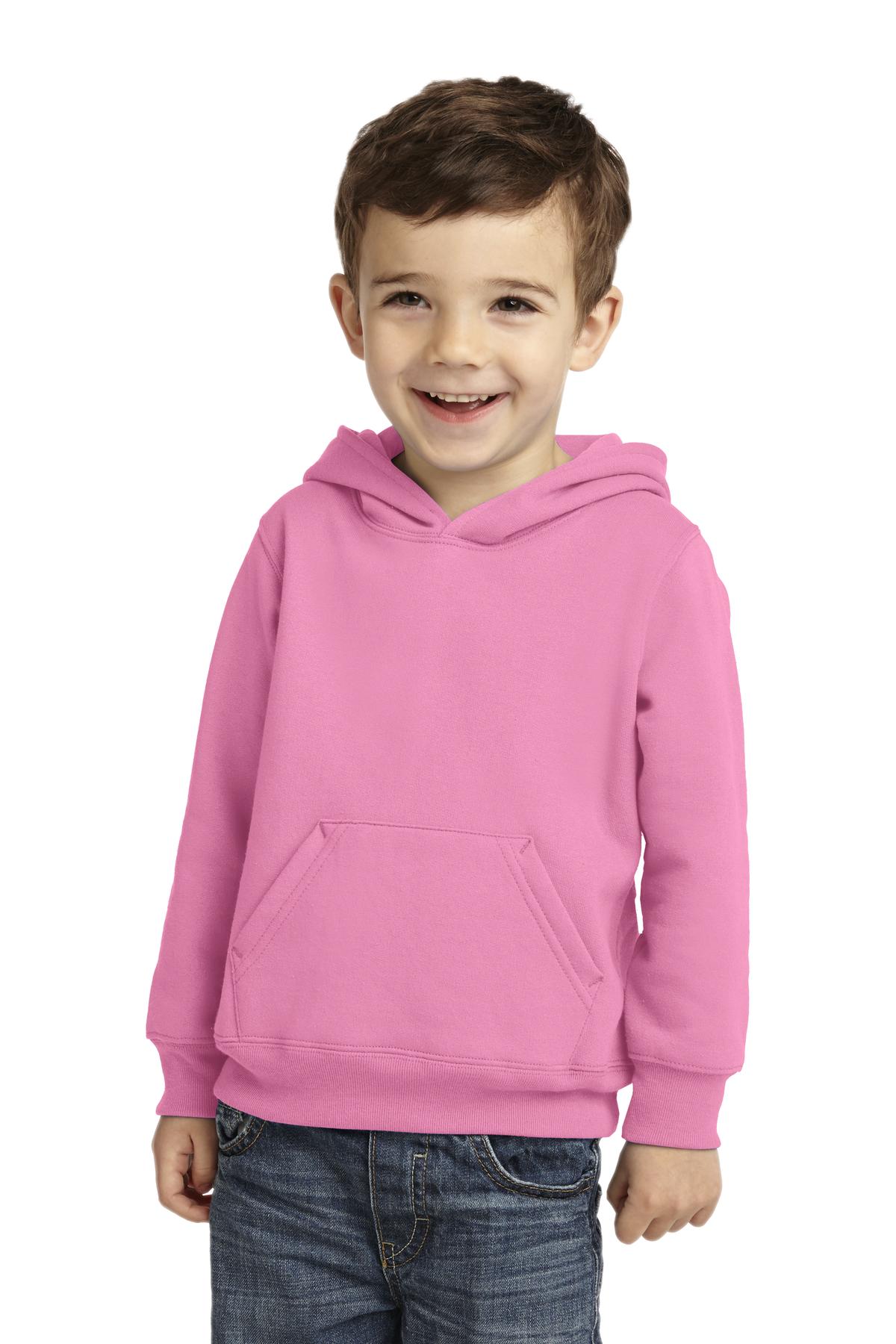 Port & Company CAR78TH Toddler Core Fleece Pullover Hooded Sweatshirt in Candy Pink size 3T